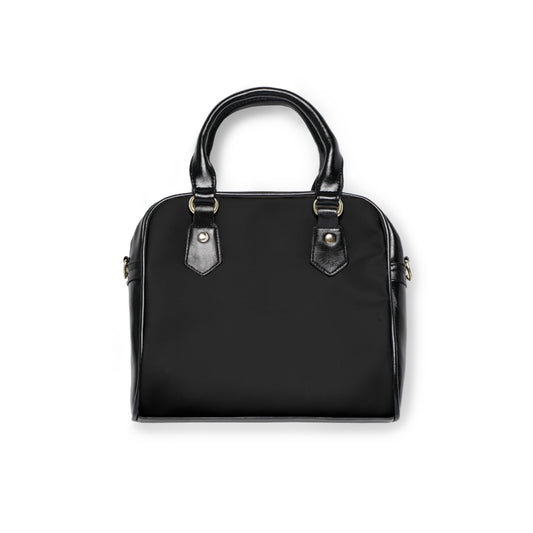 Copy of Monogrammed Black Shoulder Handbag — Elegant Gold Initials Tote