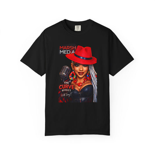 Marsh Media 'The Curve Effect' Graphic Tee – Red Hat Retro Microphone Design