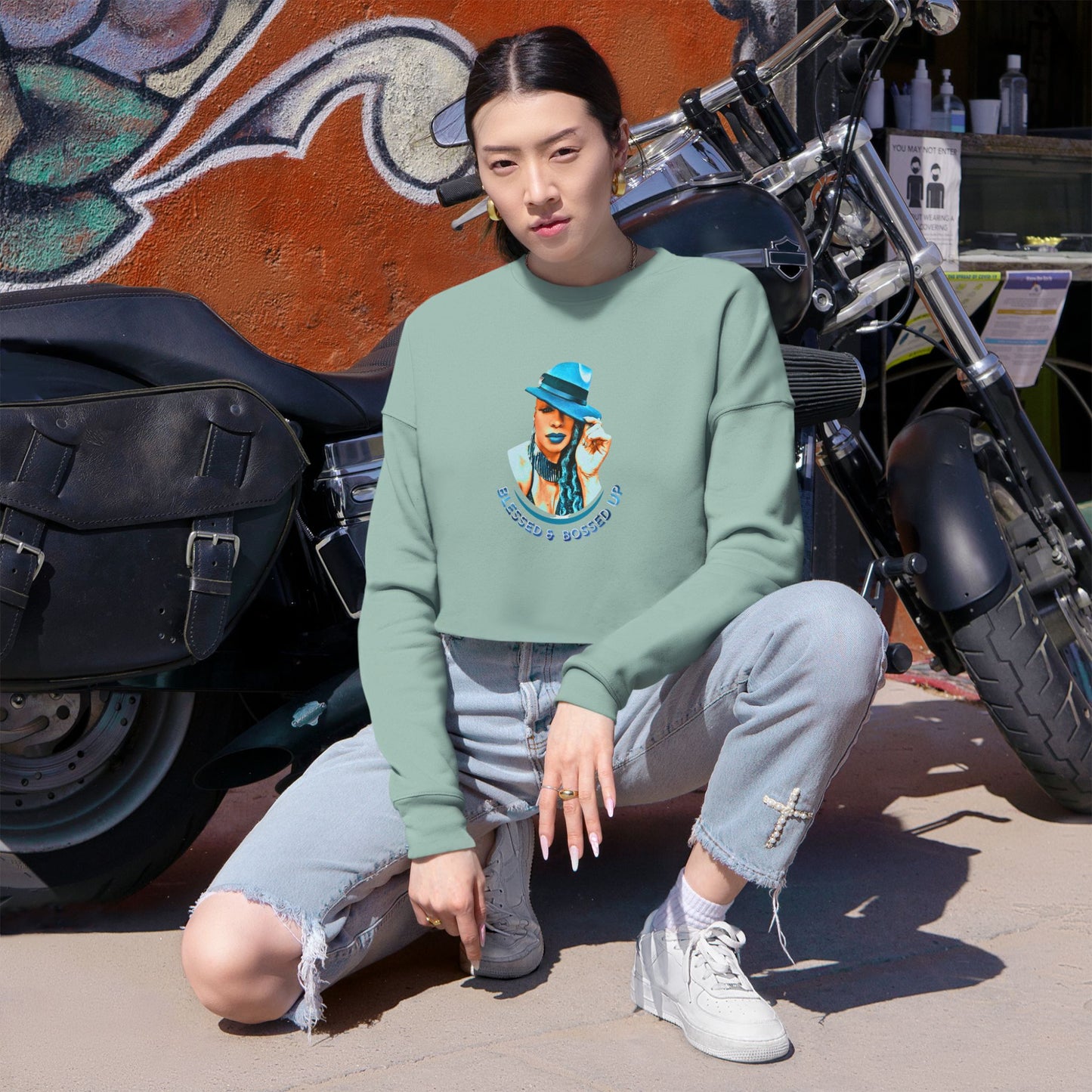 Blessed and Bossed Up Cropped Sweatshirt