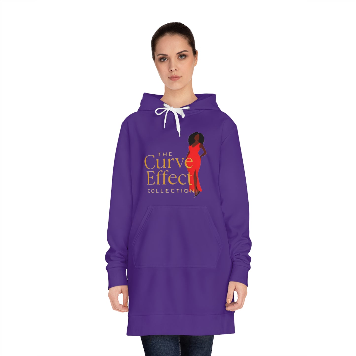 Curve Effect Women's Hoodie Dress - Stylish & Comfortable i.e. Casual Wear, Athleisure, Gift for Her, Fashion Statement, Holiday Apparel