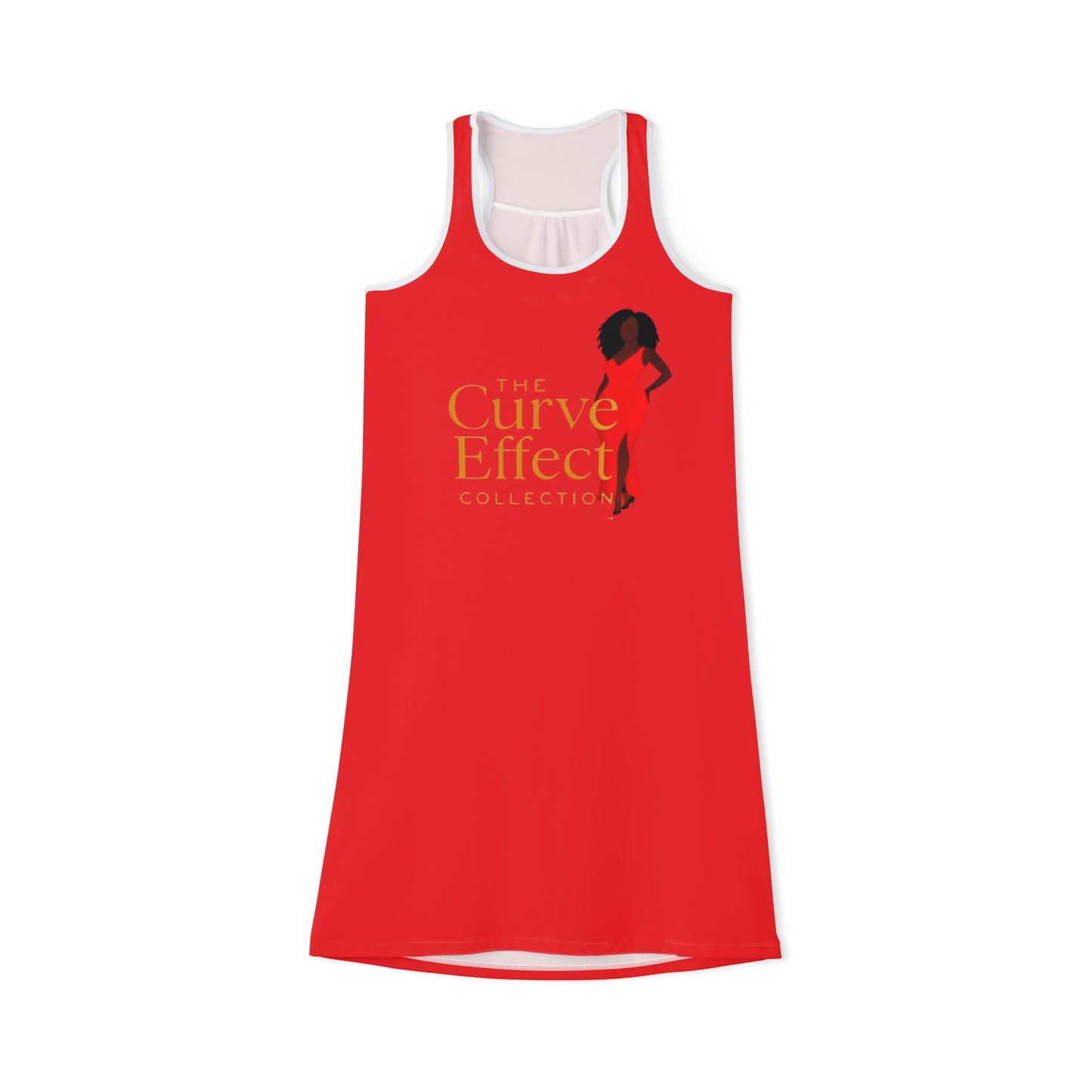 The Curve Effect Racerback Dress — Purple AOP Women’s Dress with Silhouette Logo