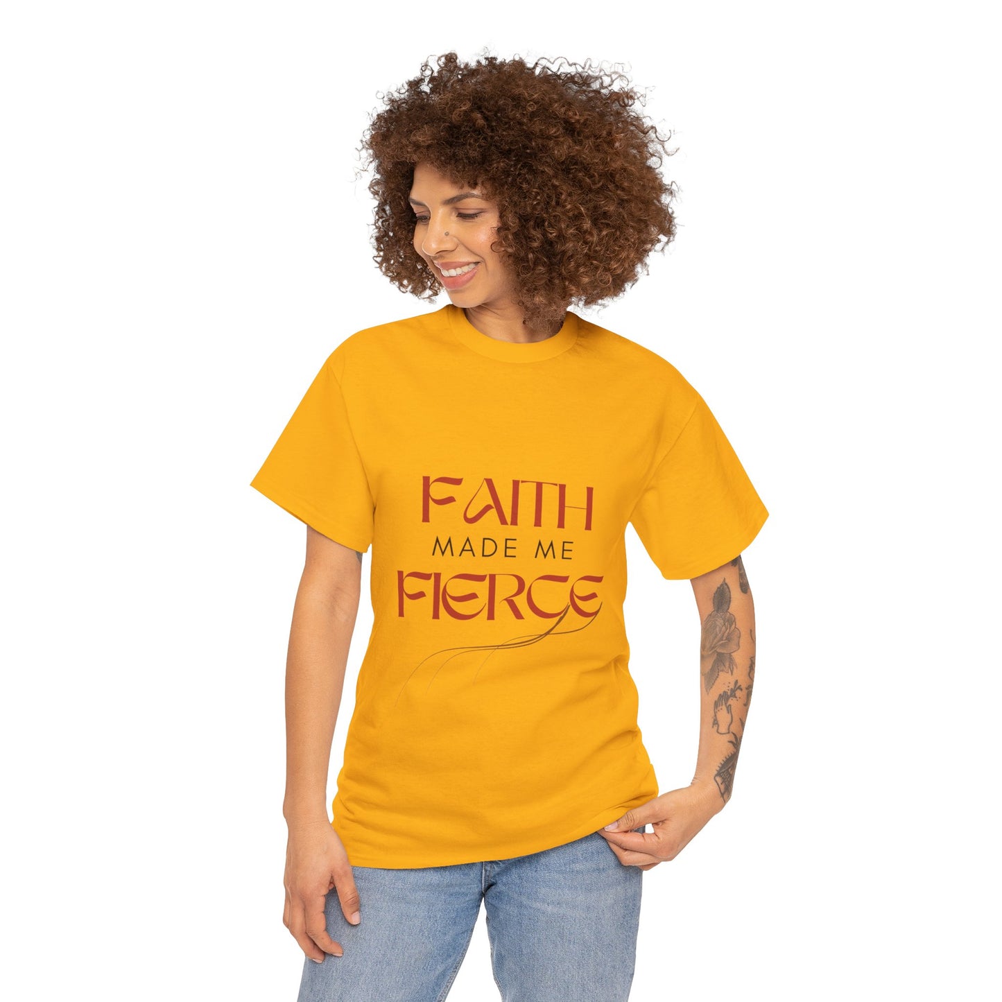 Faith Made Me Fierce Tee | Unisex Heavy Cotton Shirt, Inspirational Shirt, Positive Affirmation Shirt, Gift for Her, Empowerment Tee