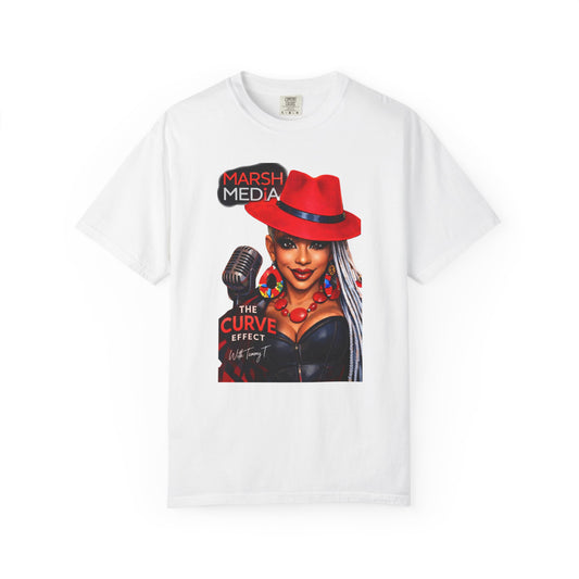 Marsh Media 'The Curve Effect' Graphic Tee – Red Hat Retro Microphone Design