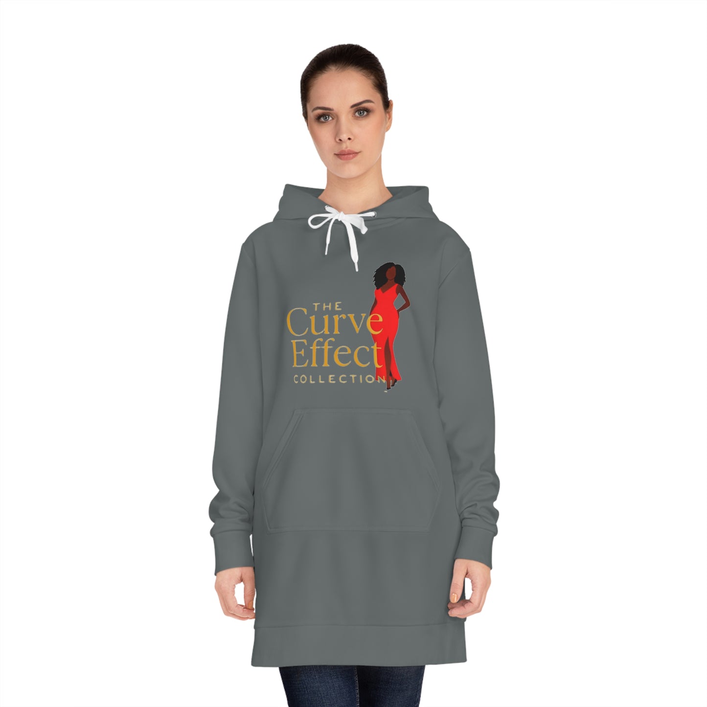 Curve Effect Women's Hoodie Dress - Stylish & Comfortable i.e. Casual Wear, Athleisure, Gift for Her, Fashion Statement, Holiday Apparel