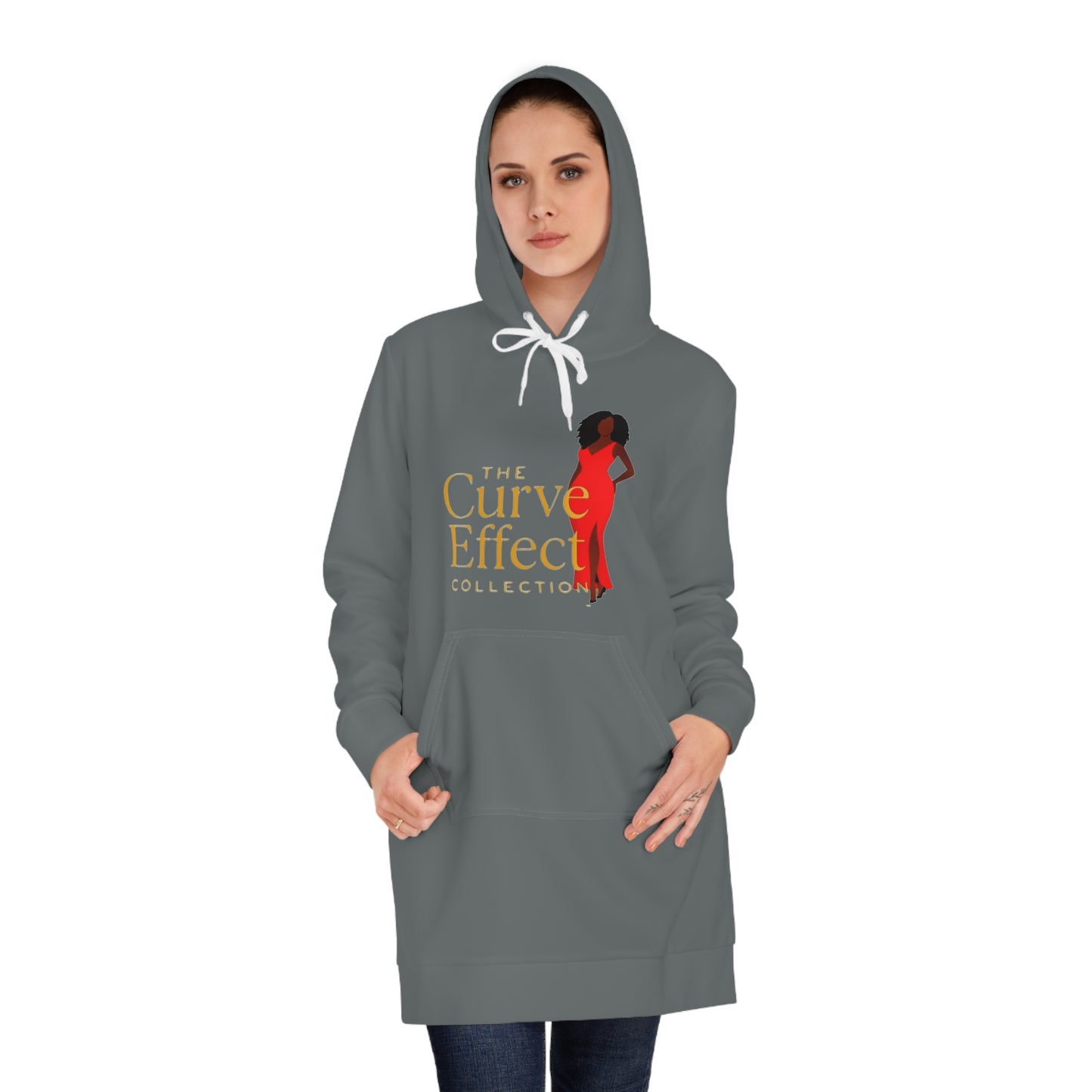 Curve Effect Women's Hoodie Dress - Stylish & Comfortable i.e. Casual Wear, Athleisure, Gift for Her, Fashion Statement, Holiday Apparel