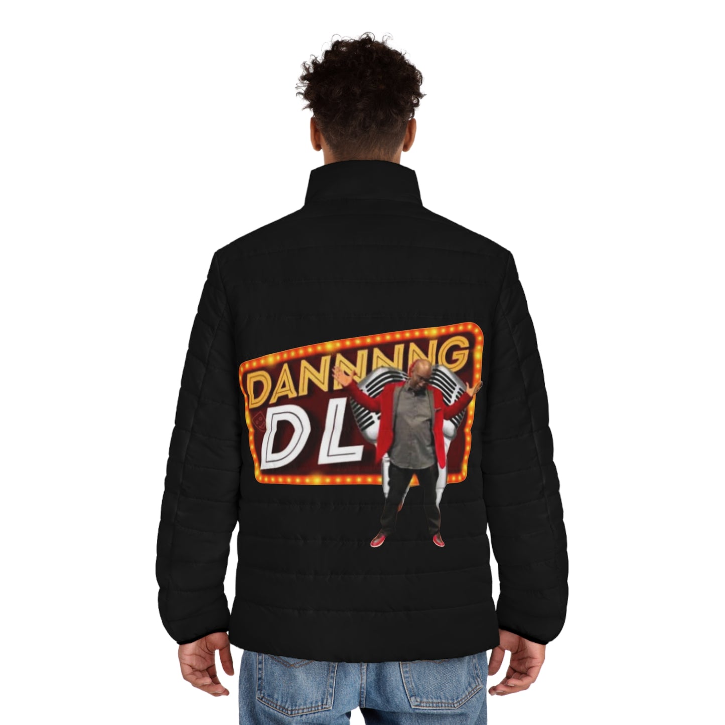 Men's Puffer Jacket with Bold Graphic Design, Trendy Outerwear for Cool Weather, Perfect for Casual Outings, Gift for Fashion Lovers, [...]