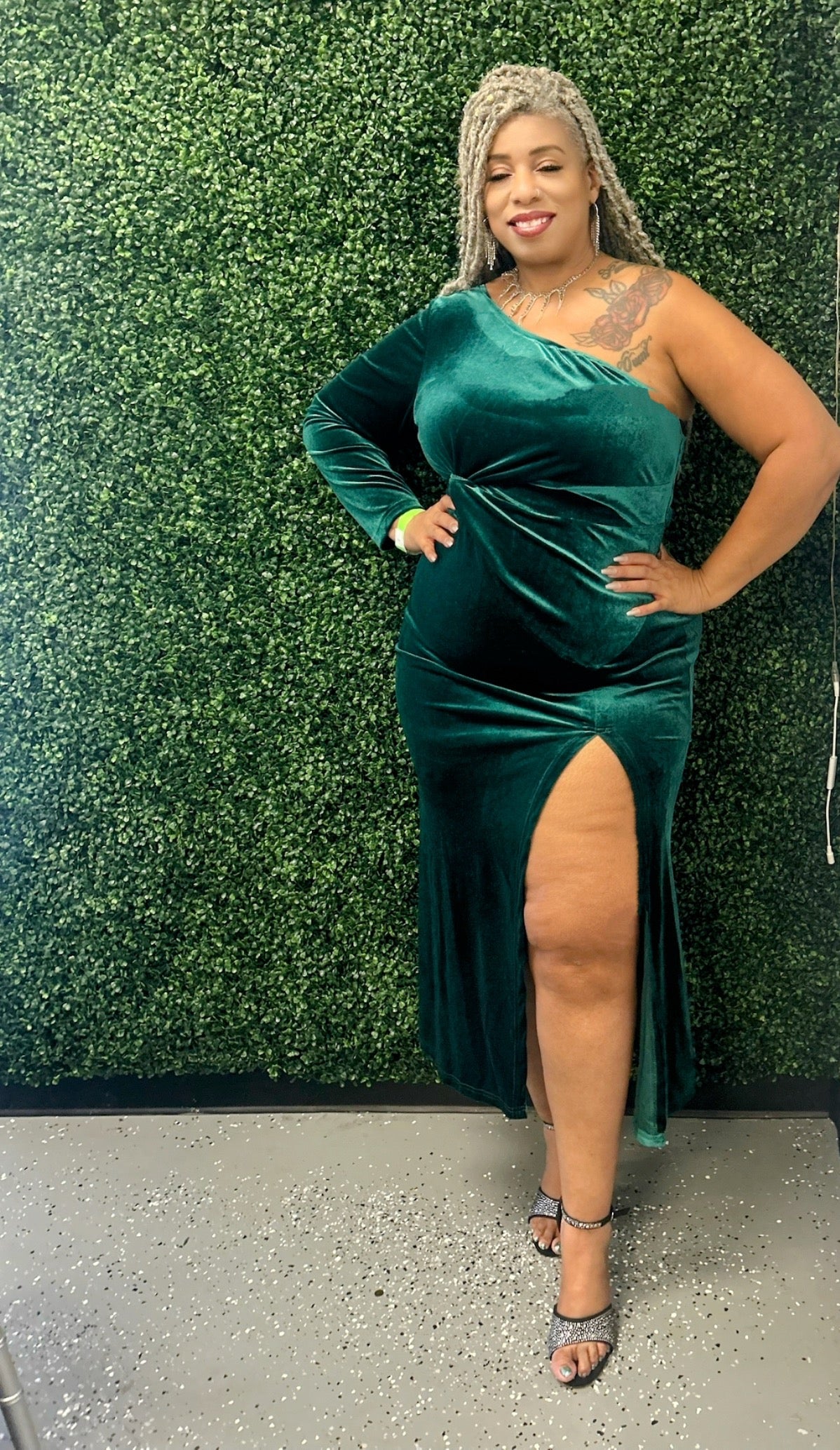 Honey Plus Size One-Shoulder Twisted Split Dress