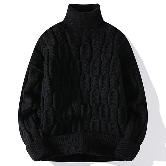 Mens Autumnwinter Turtleneck Cable-knit Sweater With A Casual Fit And Exceptional Warmth